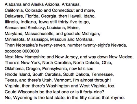 The 50 states that rhyme lyrics - Do you know how to sing the 50 state song? Watch this YouTube short video and learn a catchy tune that will help you remember all the names of the United States in alphabetical order. You can also ...